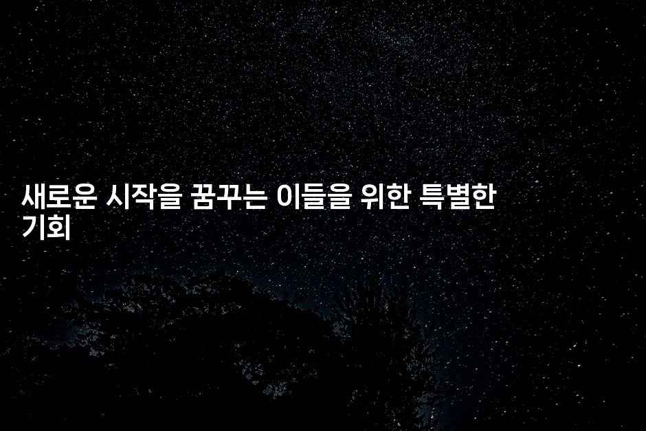 새로운 시작을 꿈꾸는 이들을 위한 특별한 기회-멍멍미야